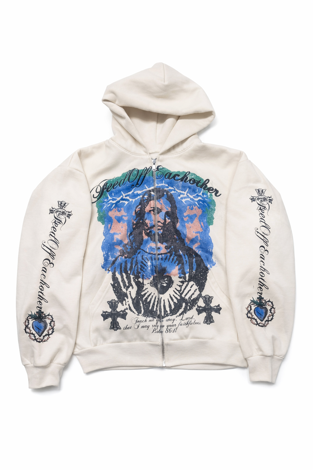 Cropped Cream Psalms Hoodie