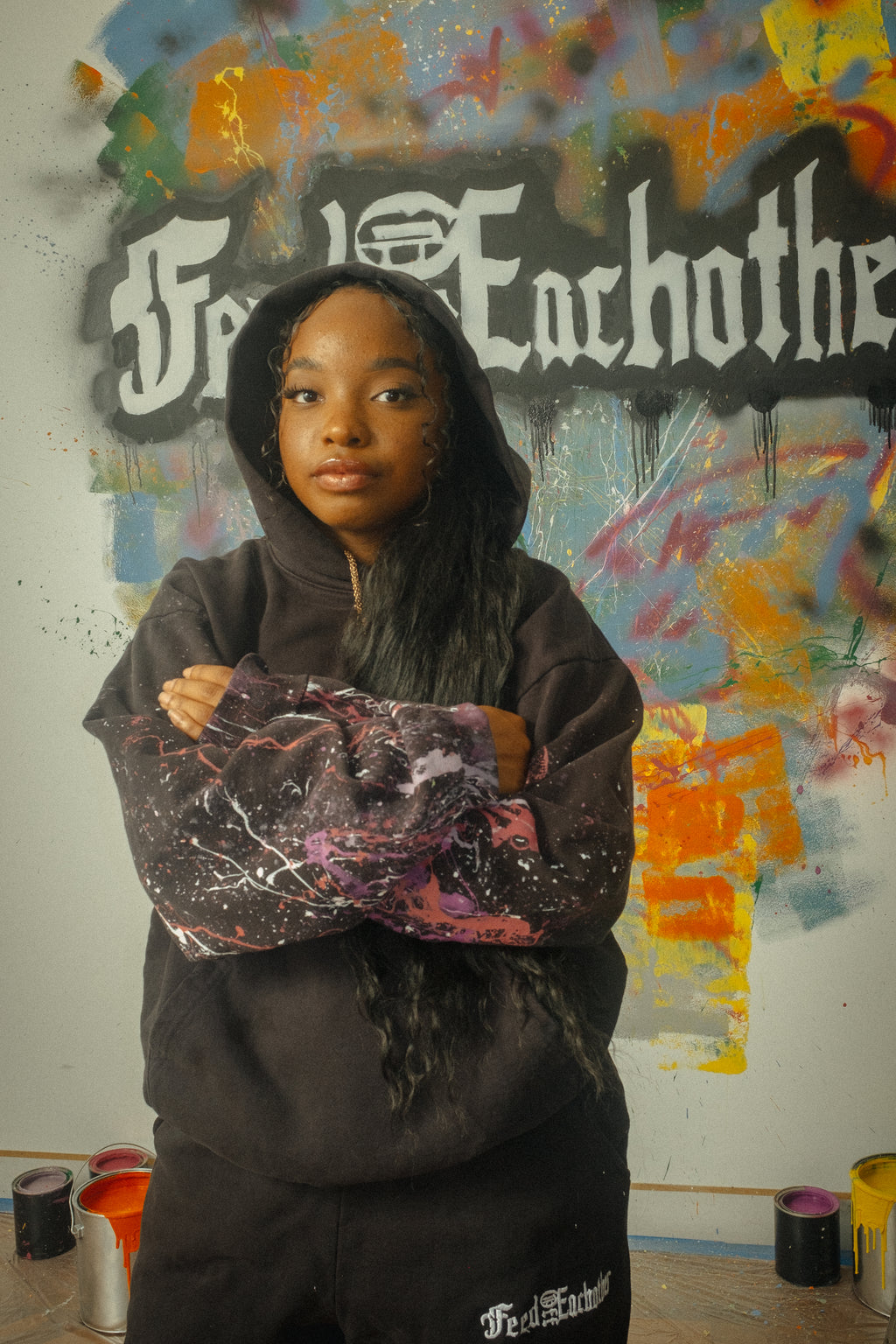 Pink Splatter Hoodie - Feed Off Each Other