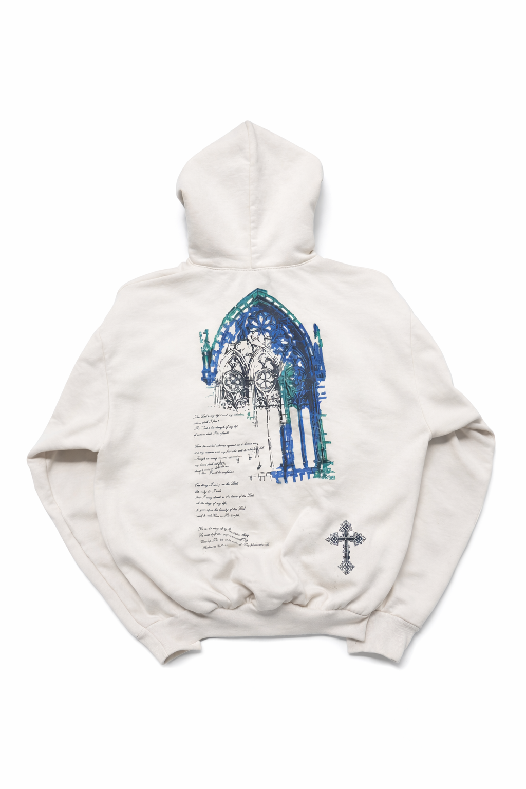 Cropped Cream Psalms Hoodie