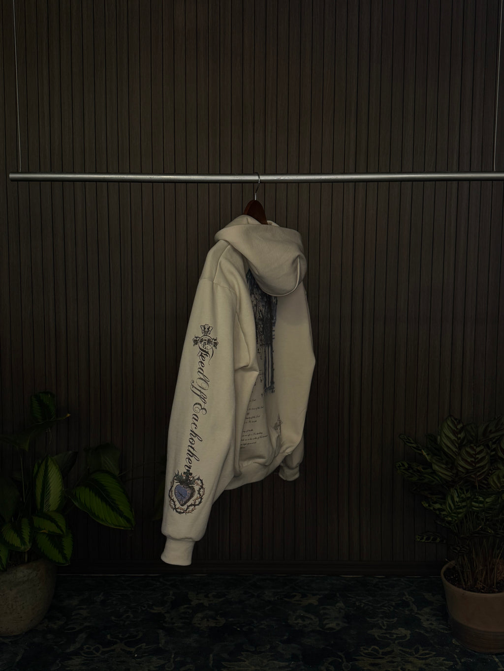 Cropped Cream Psalms Hoodie