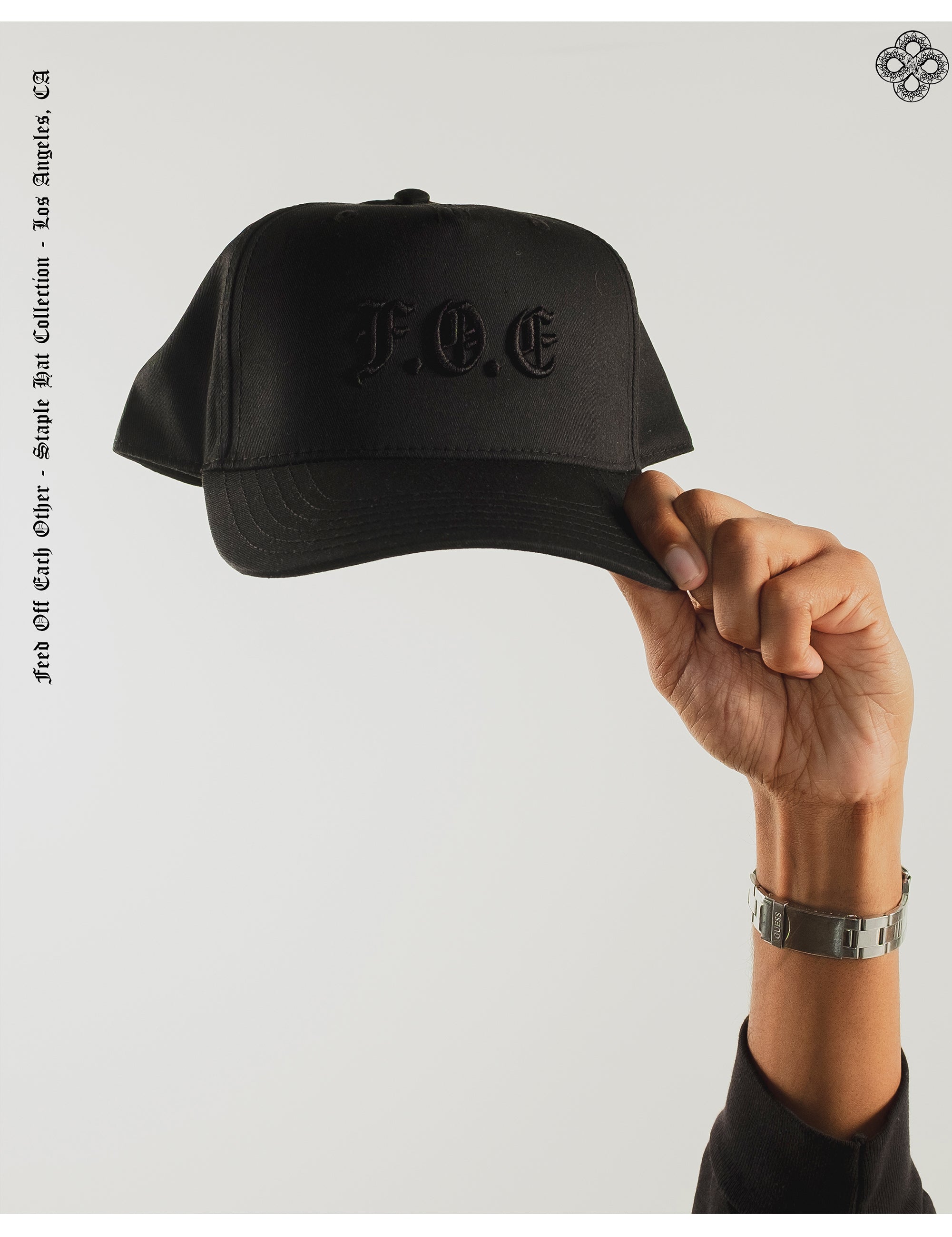 ACRONYM LOGO HAT- BEDROCK BLACK - Feed Off Each Other
